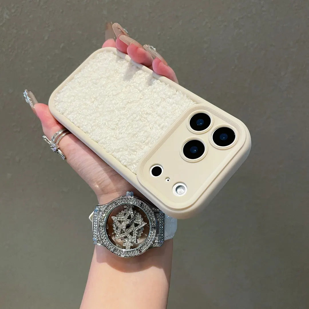 Korean Fluffy Plush Phone Case iPhone 17 Pro Max