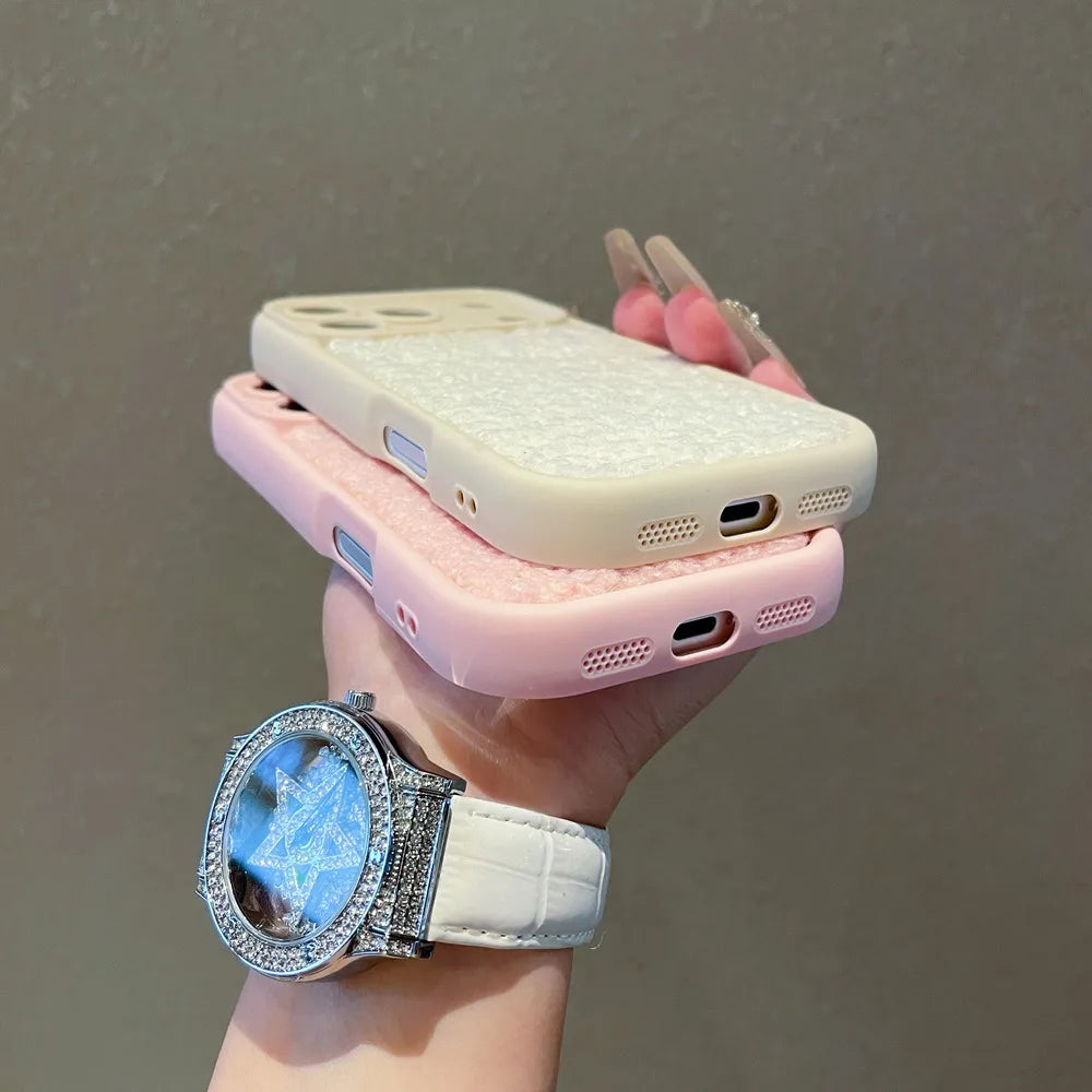 Korean Fluffy Plush Phone Case iPhone 17 Pro Max