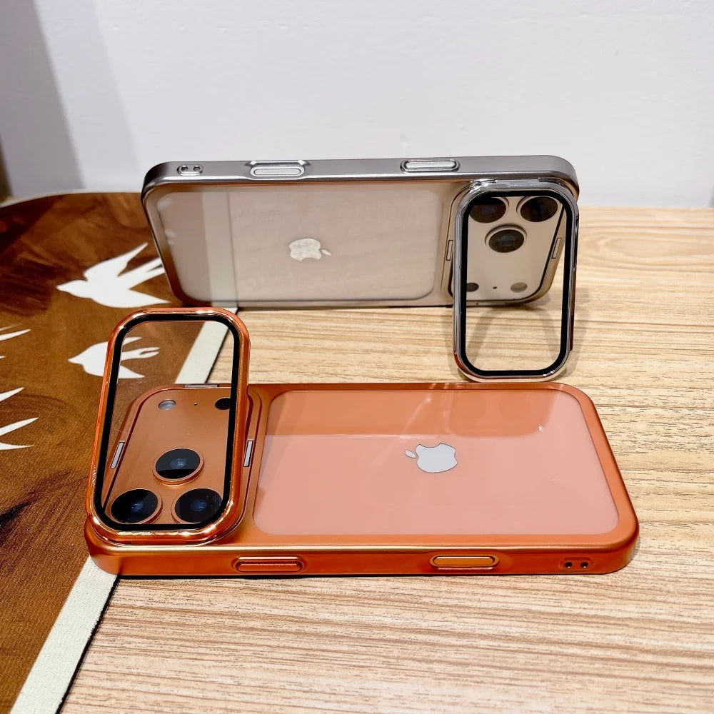 Plating Fold Glass Stand Case iPhone 17 Pro Max