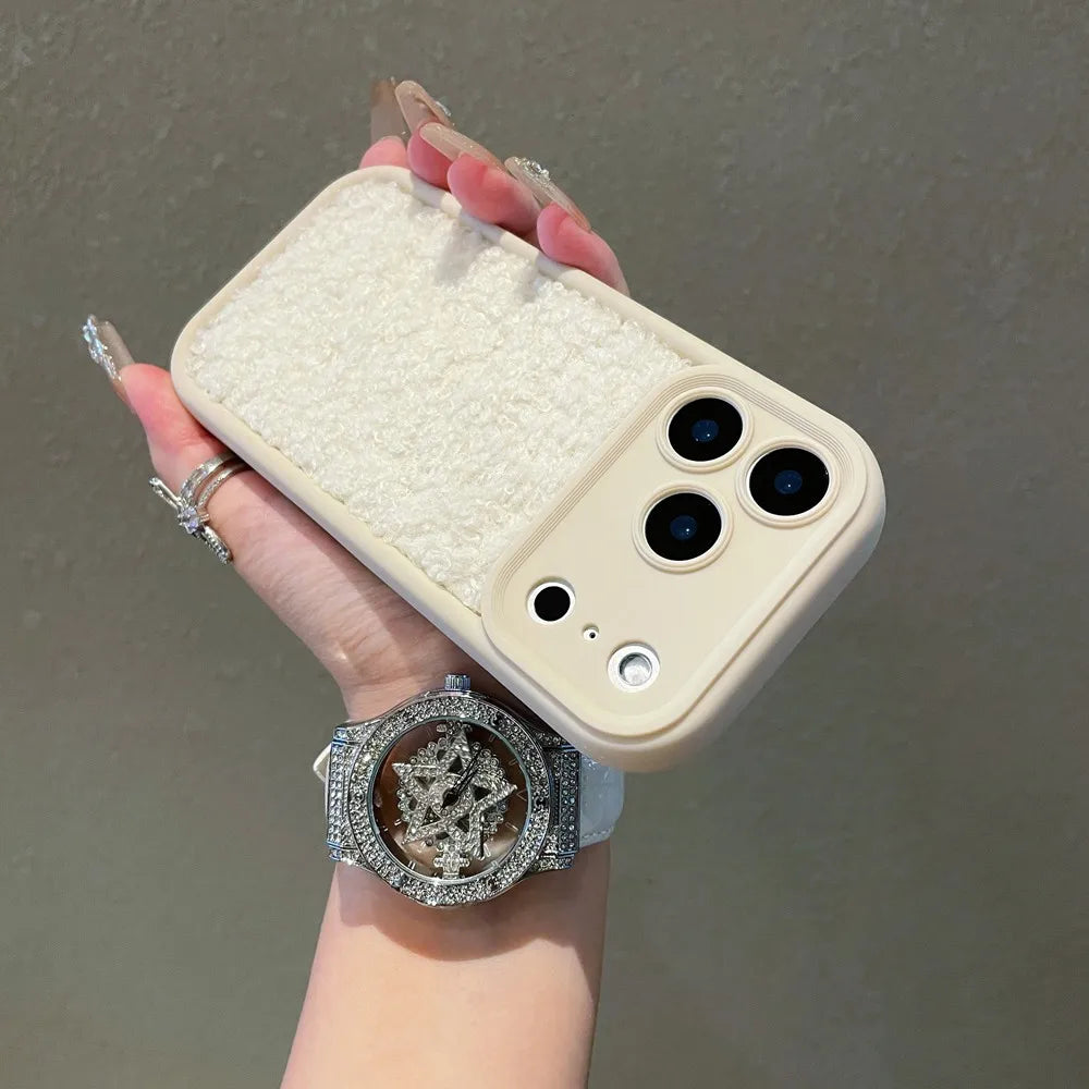 Korean Fluffy Plush Phone Case iPhone 17 Pro Max