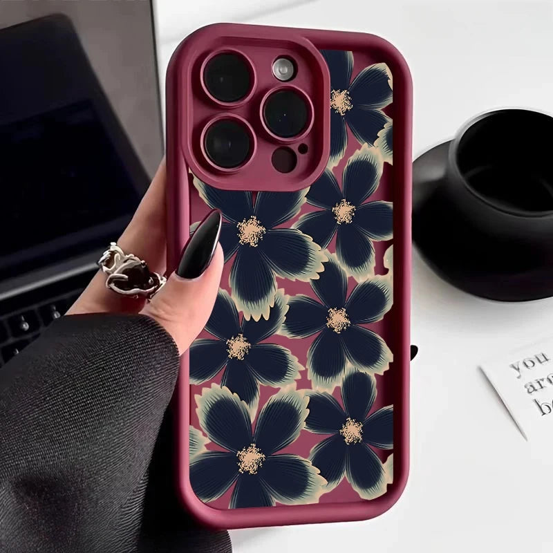 Black Rose Floral iPhone Case