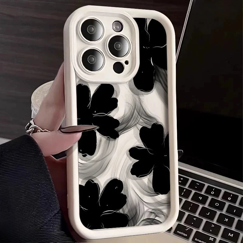 Black Rose Floral iPhone Case