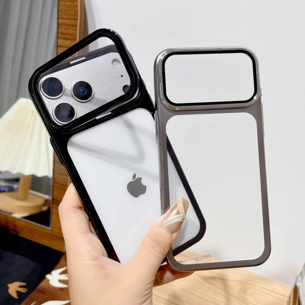 Plating Fold Glass Stand Case iPhone 17 Pro Max