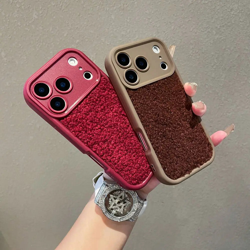 Korean Fluffy Plush Phone Case iPhone 17 Pro Max