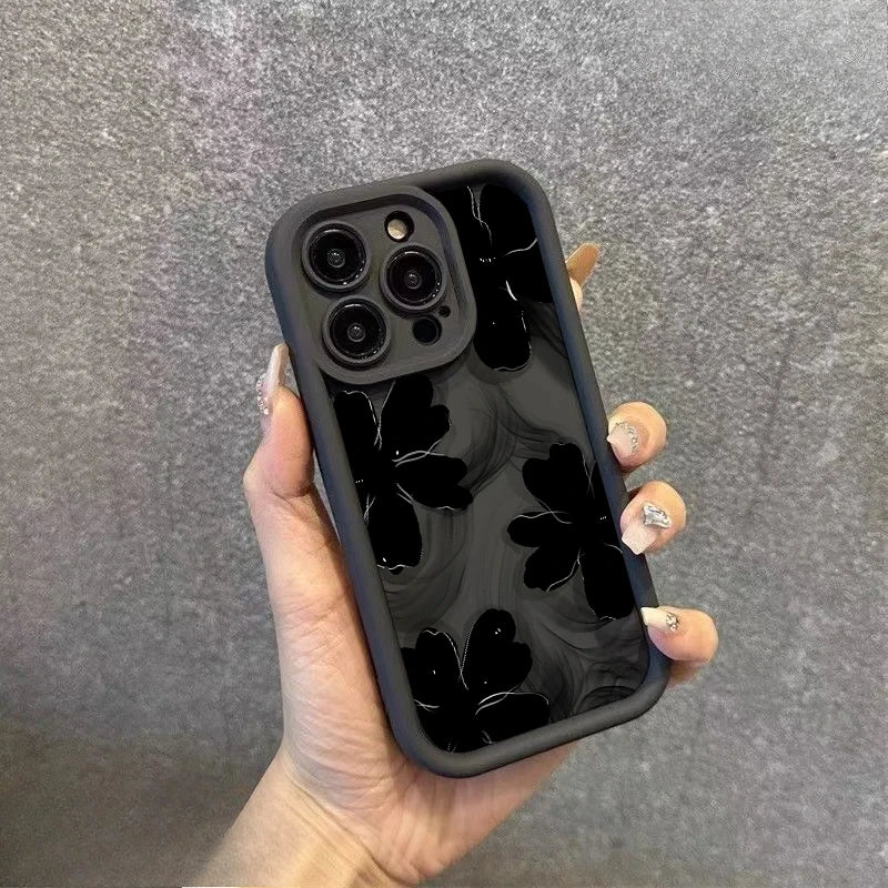 Black Rose Floral iPhone Case