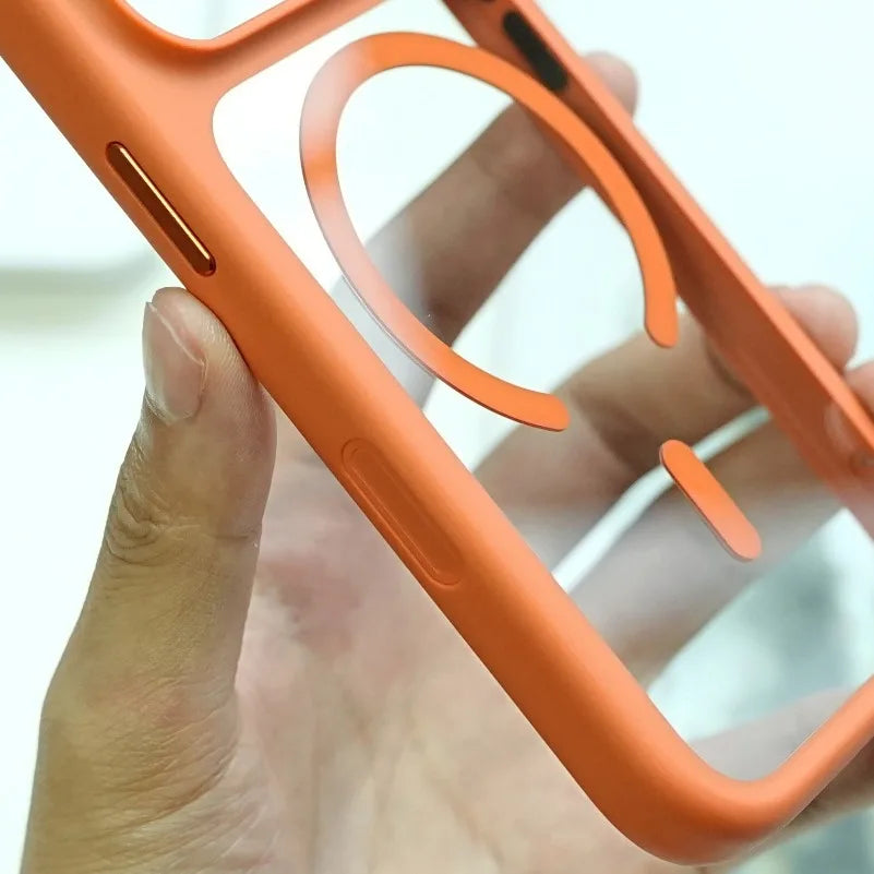 With Camera Control Button Transparent Magsafe Case for iPhone 17 16 15 14 Pro Max Plus Clear PC TPU Cover for iPhone 17 Air