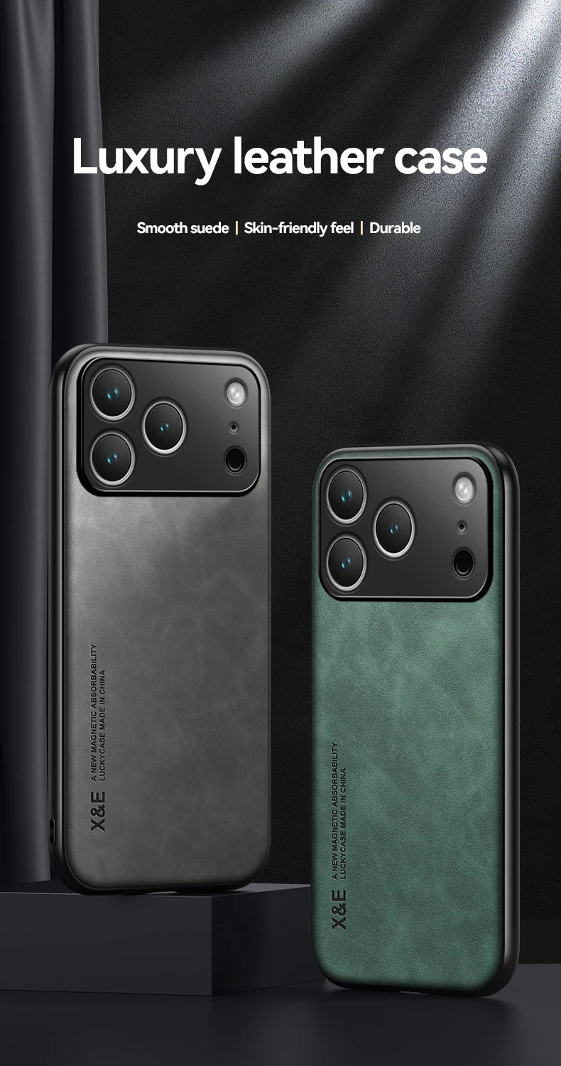 Luxury Leather Magnetic Case iPhone 17