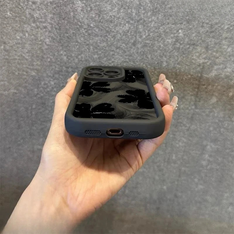 Black Rose Floral iPhone Case