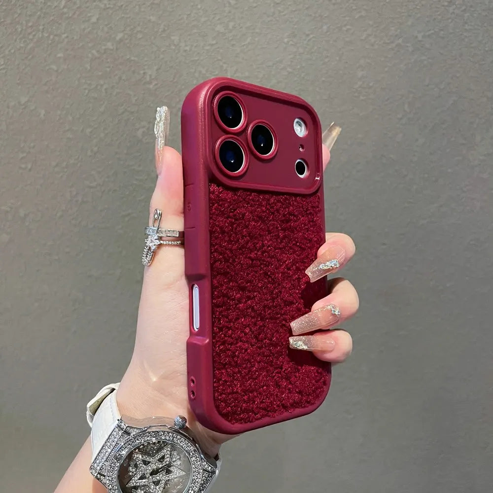 Korean Fluffy Plush Phone Case iPhone 17 Pro Max
