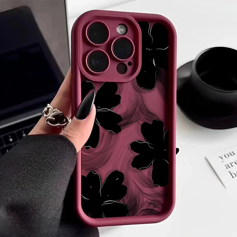 Black Rose Floral iPhone Case