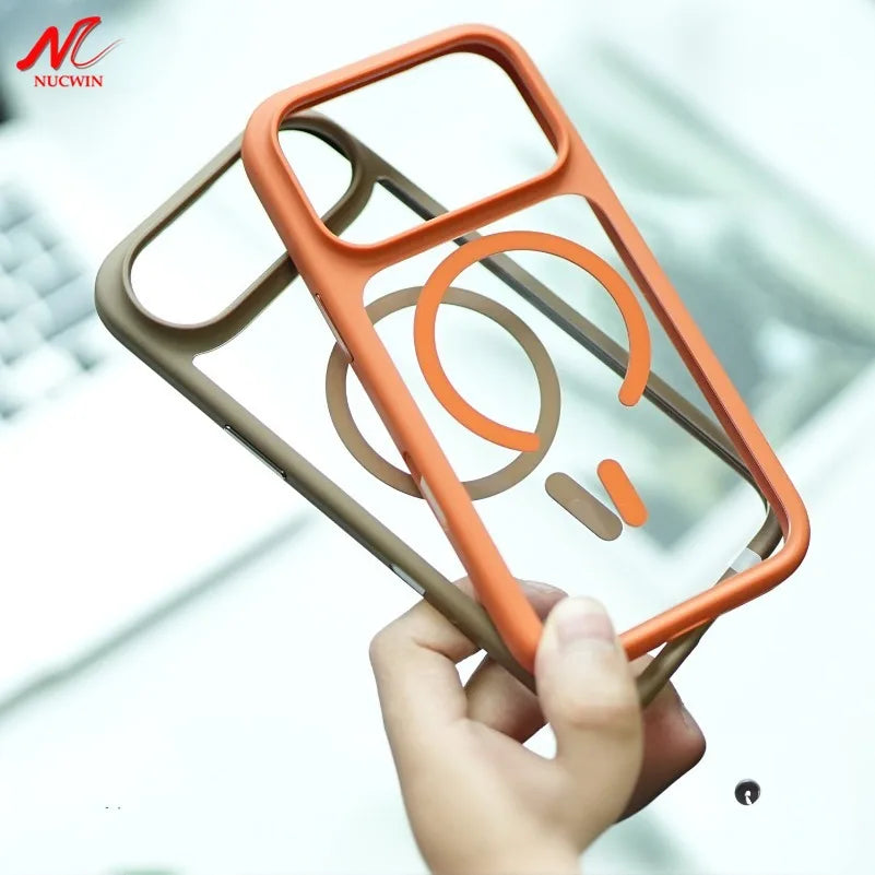 With Camera Control Button Transparent Magsafe Case for iPhone 17 16 15 14 Pro Max Plus Clear PC TPU Cover for iPhone 17 Air