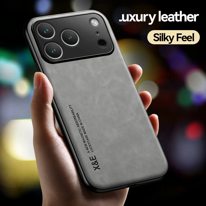 Luxury Leather Magnetic Case iPhone 17