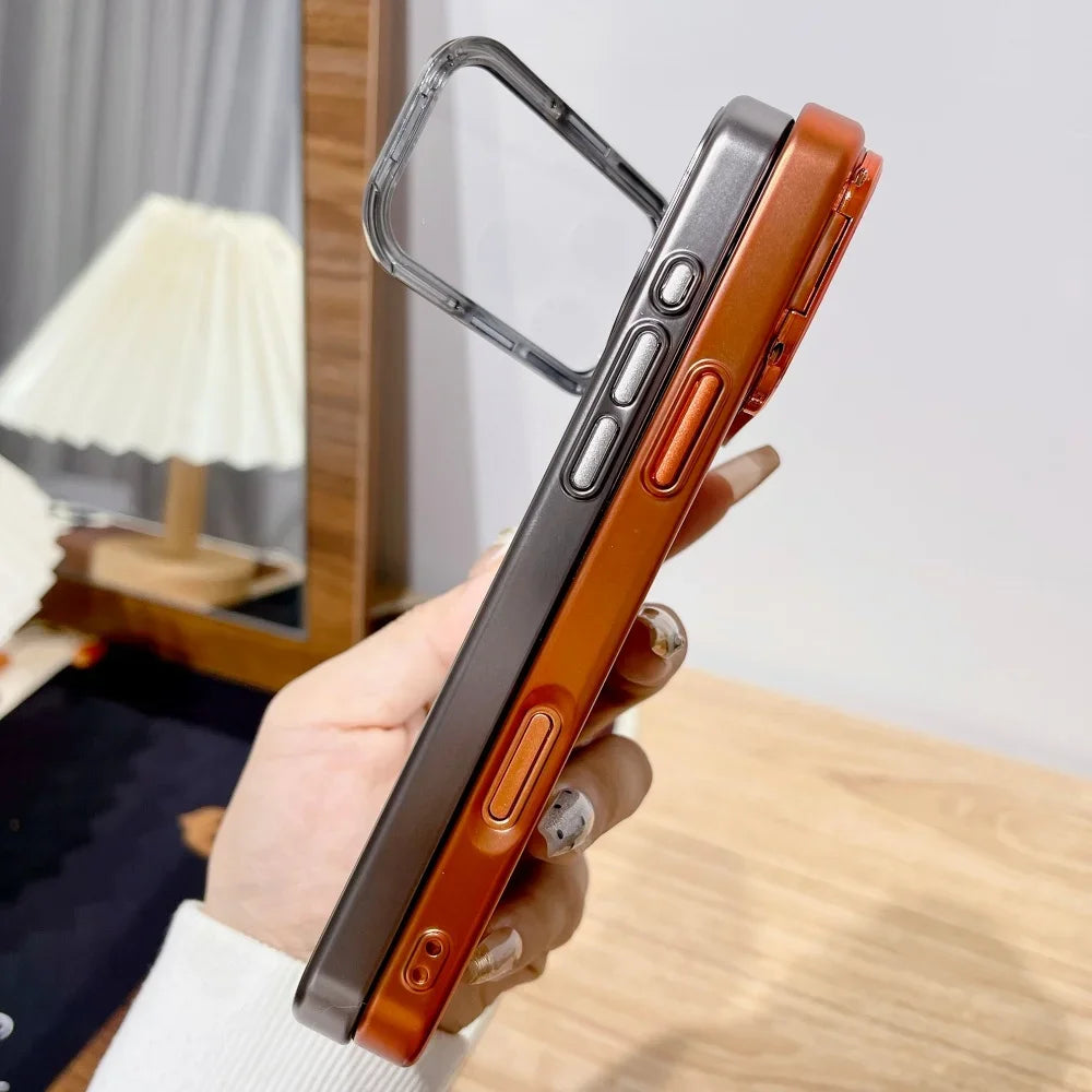 Plating Fold Glass Stand Case iPhone 17 Pro Max