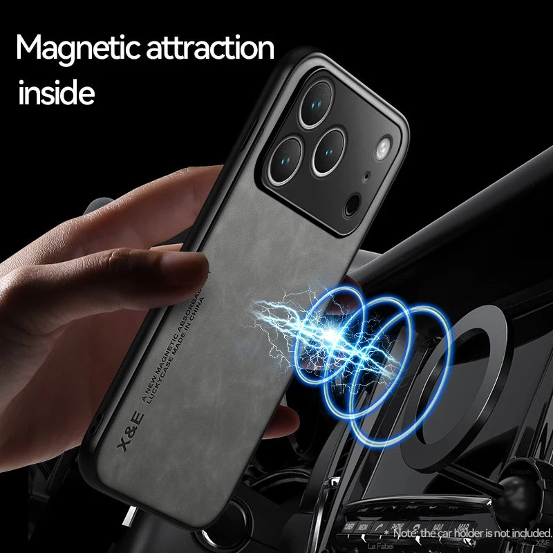 Luxury Leather Magnetic Case iPhone 17