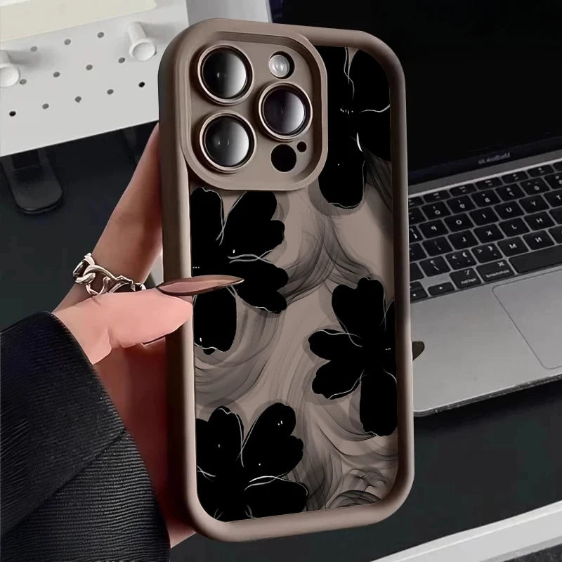 Black Rose Floral iPhone Case
