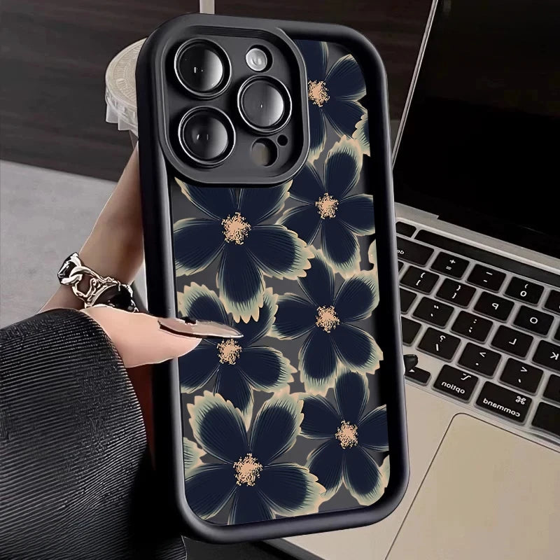 Black Rose Floral iPhone Case